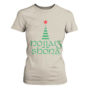 Funny Irish Gaelic Christmas Nollaig Shona T Shirt For Women Xmas Tree TS11 Sand Print Your Wear