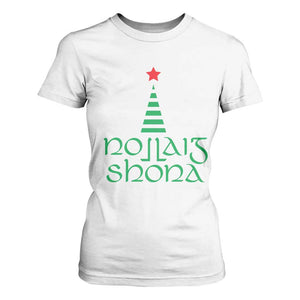 Funny Irish Gaelic Christmas Nollaig Shona T Shirt For Women Xmas Tree TS11 White Print Your Wear