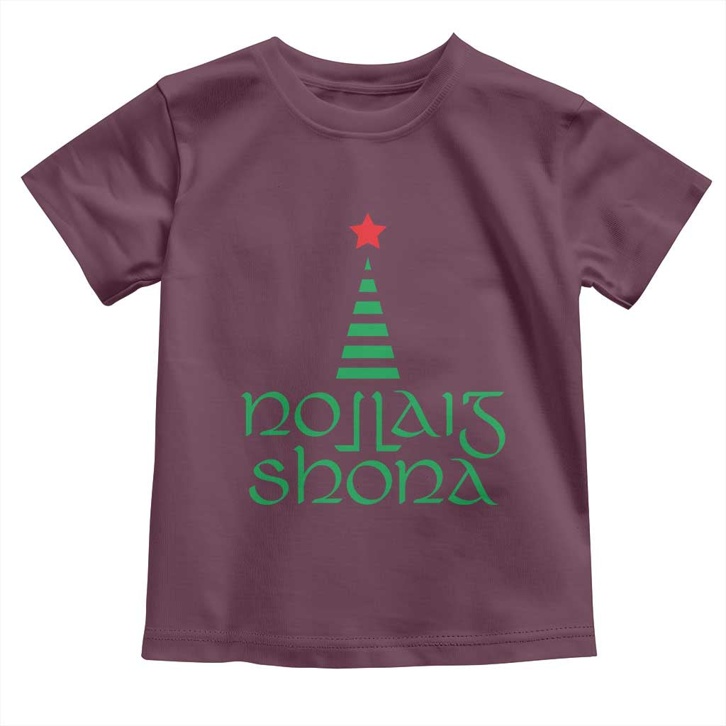 Funny Irish Gaelic Christmas Nollaig Shona Toddler T Shirt Xmas Tree TS11 Maroon Print Your Wear
