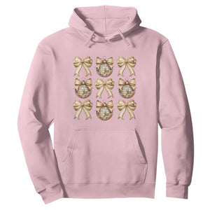 Coquette Happy New Year 2025 Gold Bow Hoodie TS11 Light Pink Print Your Wear