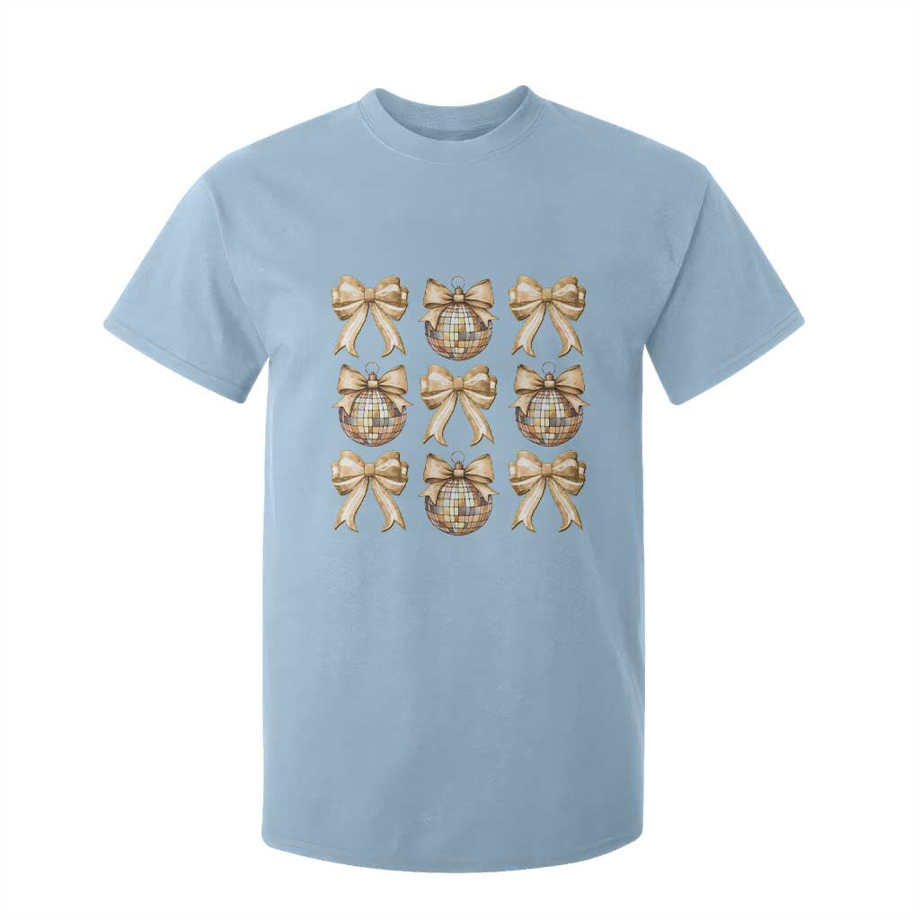 Coquette Happy New Year 2025 Gold Bow T Shirt For Kid TS11 Light Blue Print Your Wear