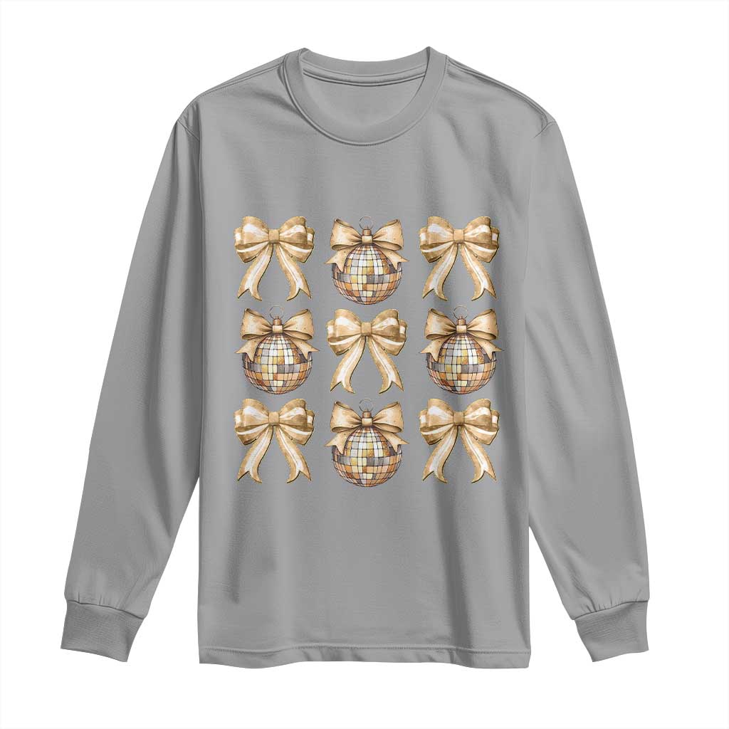 Coquette Happy New Year 2025 Gold Bow Long Sleeve Shirt TS11 Sport Gray Print Your Wear