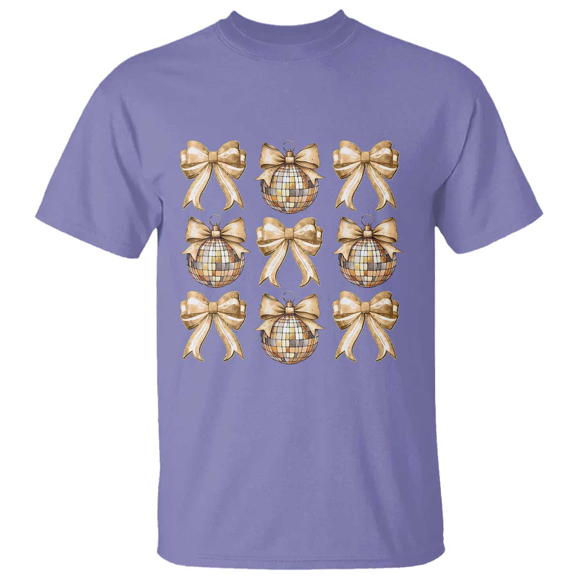 Coquette Happy New Year 2025 Gold Bow T Shirt TS11 Violet Print Your Wear