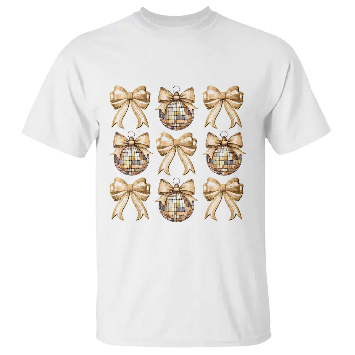 Coquette Happy New Year 2025 Gold Bow T Shirt TS11 White Print Your Wear
