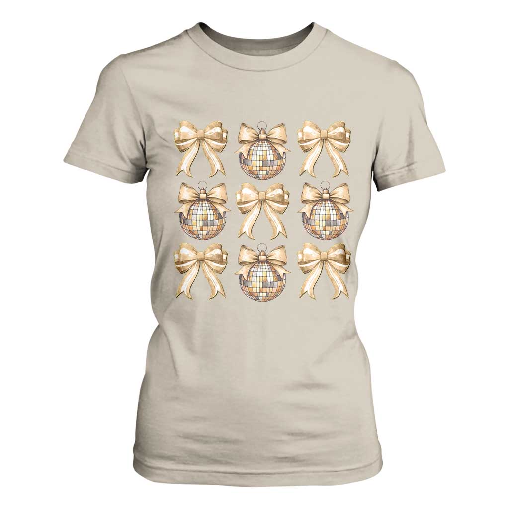 Coquette Happy New Year 2025 Gold Bow T Shirt For Women TS11 Sand Print Your Wear