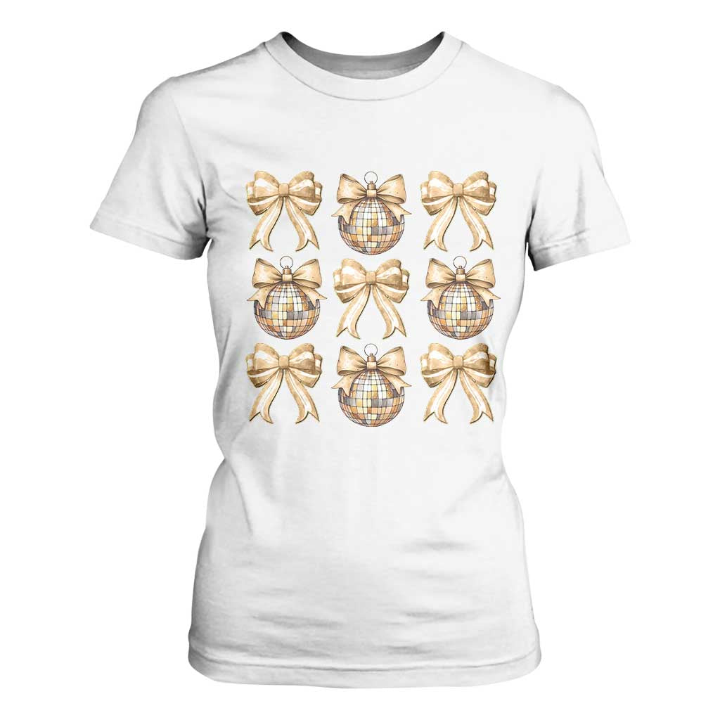 Coquette Happy New Year 2025 Gold Bow T Shirt For Women TS11 White Print Your Wear