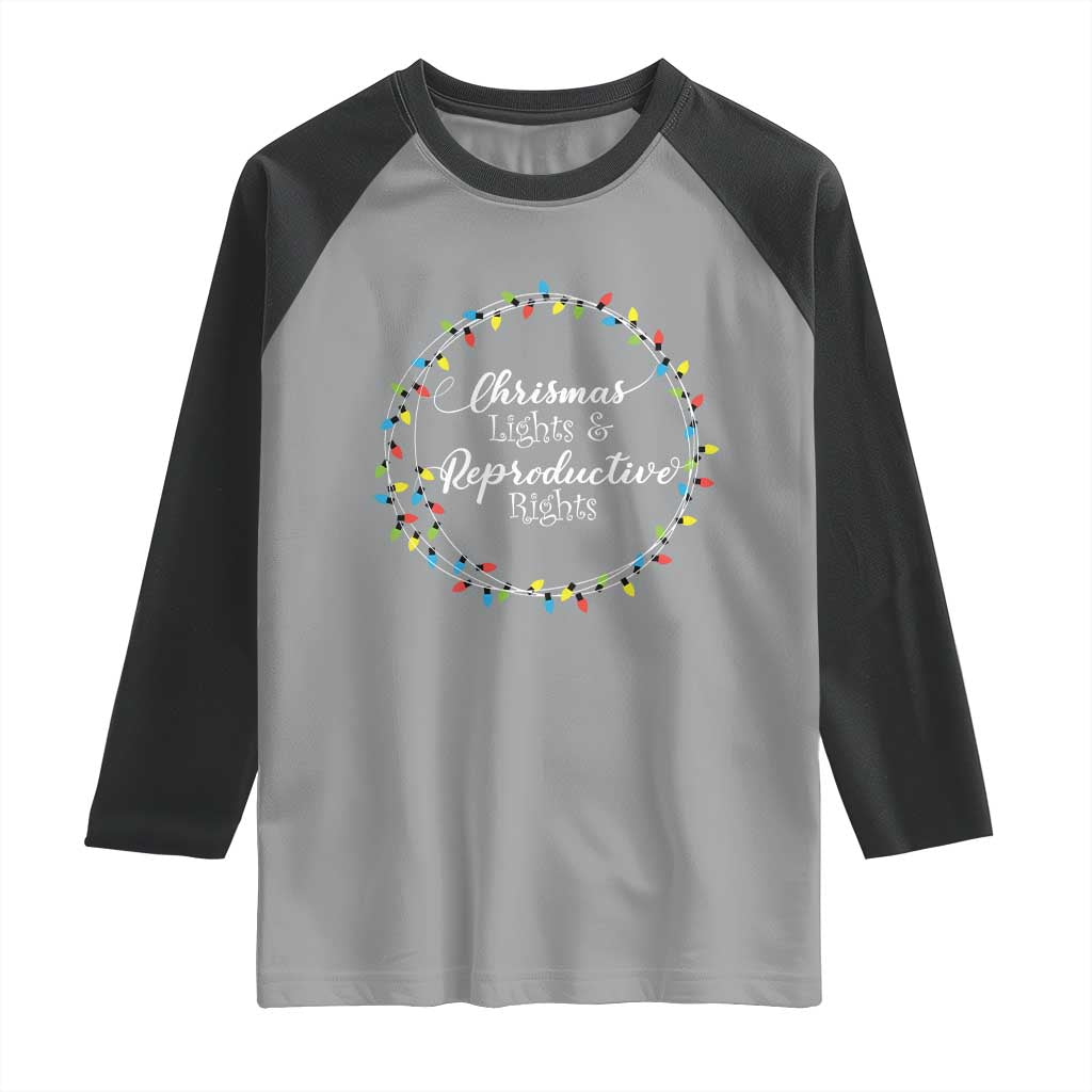 Funny Christmas Lights And Reproductive Rights Raglan Shirt Led Light TS11 Sport Gray Black Print Your Wear