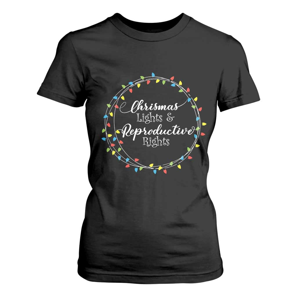 Funny Christmas Lights And Reproductive Rights T Shirt For Women Led Light TS11 Black Print Your Wear