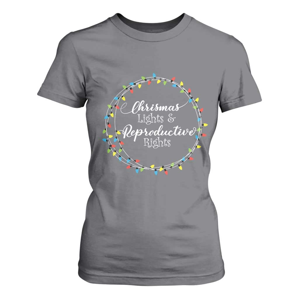 Funny Christmas Lights And Reproductive Rights T Shirt For Women Led Light TS11 Charcoal Print Your Wear