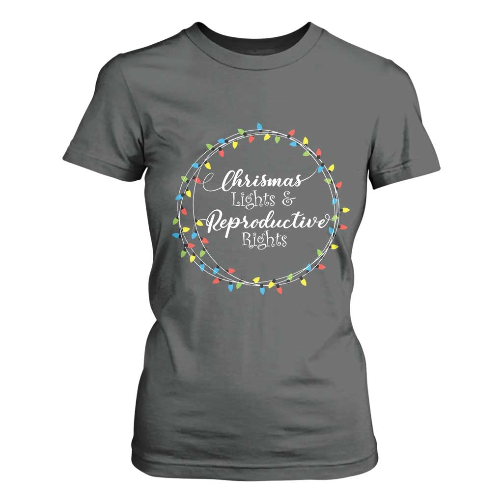 Funny Christmas Lights And Reproductive Rights T Shirt For Women Led Light TS11 Dark Heather Print Your Wear
