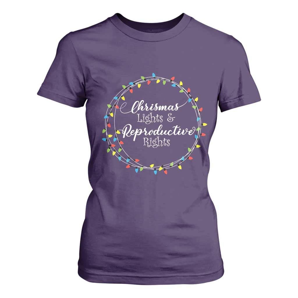 Funny Christmas Lights And Reproductive Rights T Shirt For Women Led Light TS11 Purple Print Your Wear