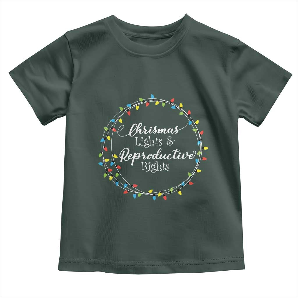 Funny Christmas Lights And Reproductive Rights Toddler T Shirt Led Light TS11 Dark Forest Green Print Your Wear