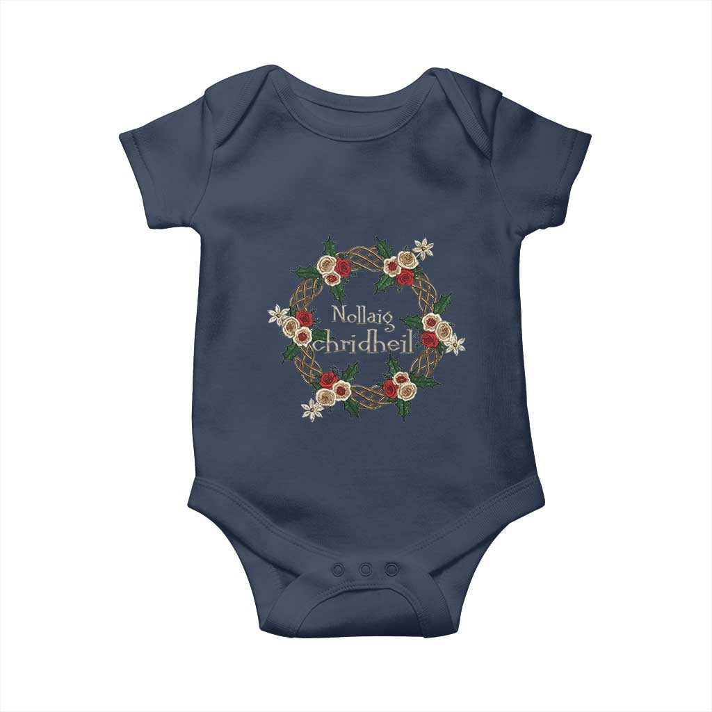 Scottish Celtic Christmas Nollaig Chridheil Baby Onesie Xmas Wreath TS11 Navy Print Your Wear