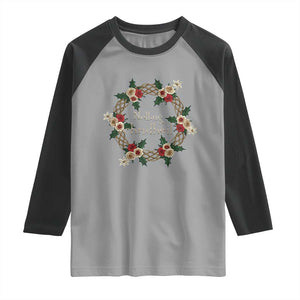 Scottish Celtic Christmas Nollaig Chridheil Raglan Shirt Xmas Wreath TS11 Sport Gray Black Print Your Wear