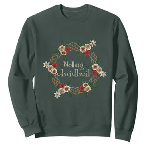 Scottish Celtic Christmas Nollaig Chridheil Sweatshirt Xmas Wreath TS11 Dark Forest Green Print Your Wear