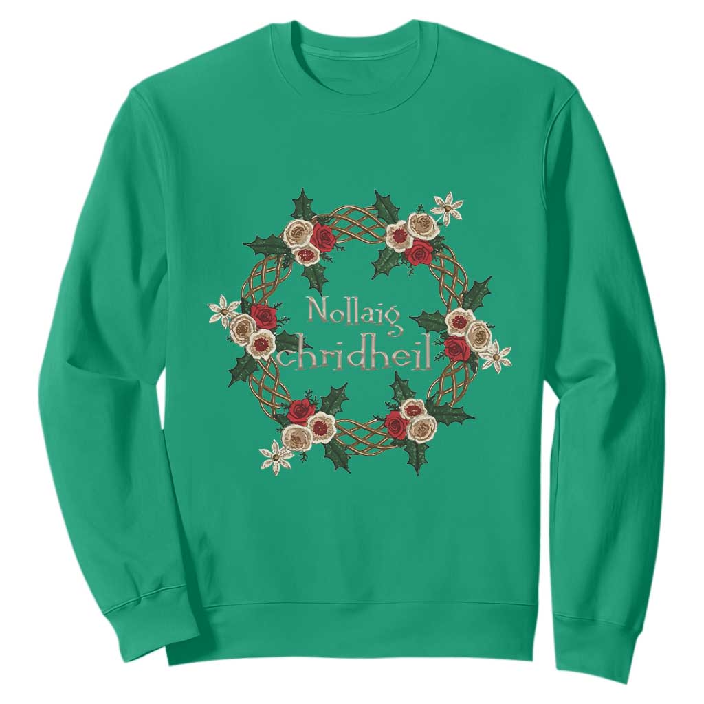 Scottish Celtic Christmas Nollaig Chridheil Sweatshirt Xmas Wreath TS11 Irish Green Print Your Wear