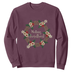 Scottish Celtic Christmas Nollaig Chridheil Sweatshirt Xmas Wreath TS11 Maroon Print Your Wear