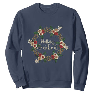 Scottish Celtic Christmas Nollaig Chridheil Sweatshirt Xmas Wreath TS11 Navy Print Your Wear