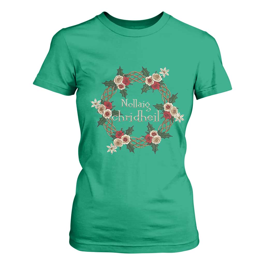 Scottish Celtic Christmas Nollaig Chridheil T Shirt For Women Xmas Wreath TS11 Irish Green Print Your Wear