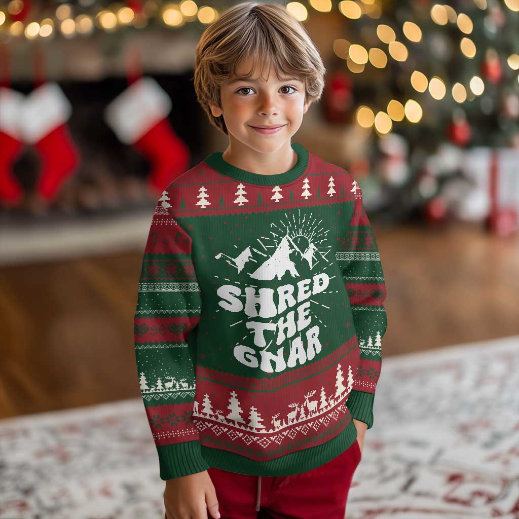 Funny Shred The Gnar Ugly Christmas Sweater Snowboarding Mountain Winter Sport TS11 Christmas Print Your Wear