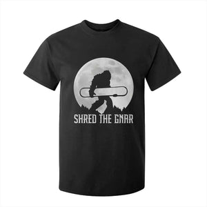 Funny Bigfoot Snowboarding T Shirt For Kid Shred The Gnar Moon Snowboard TS11 Black Print Your Wear