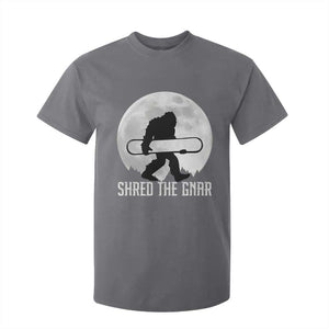 Funny Bigfoot Snowboarding T Shirt For Kid Shred The Gnar Moon Snowboard TS11 Charcoal Print Your Wear