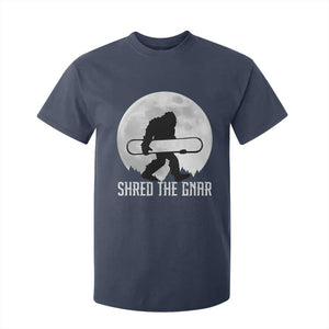 Funny Bigfoot Snowboarding T Shirt For Kid Shred The Gnar Moon Snowboard TS11 Navy Print Your Wear