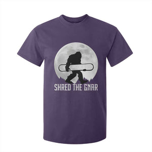 Funny Bigfoot Snowboarding T Shirt For Kid Shred The Gnar Moon Snowboard TS11 Purple Print Your Wear