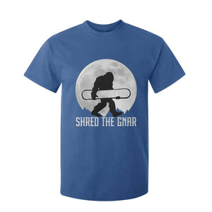 Funny Bigfoot Snowboarding T Shirt For Kid Shred The Gnar Moon Snowboard TS11 Royal Blue Print Your Wear