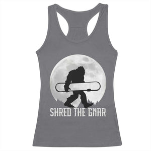Funny Bigfoot Snowboarding Racerback Tank Top Shred The Gnar Moon Snowboard TS11 Charcoal Print Your Wear