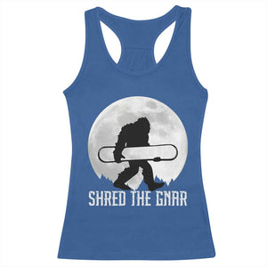 Funny Bigfoot Snowboarding Racerback Tank Top Shred The Gnar Moon Snowboard TS11 Royal Blue Print Your Wear