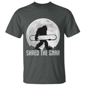 Funny Bigfoot Snowboarding T Shirt Shred The Gnar Moon Snowboard TS11 Dark Heather Print Your Wear
