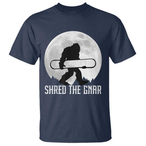 Funny Bigfoot Snowboarding T Shirt Shred The Gnar Moon Snowboard TS11 Navy Print Your Wear