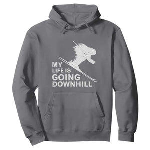 Funny Skiing Hoodie My Life Is Going Downhill Skier TS11 Charcoal Print Your Wear