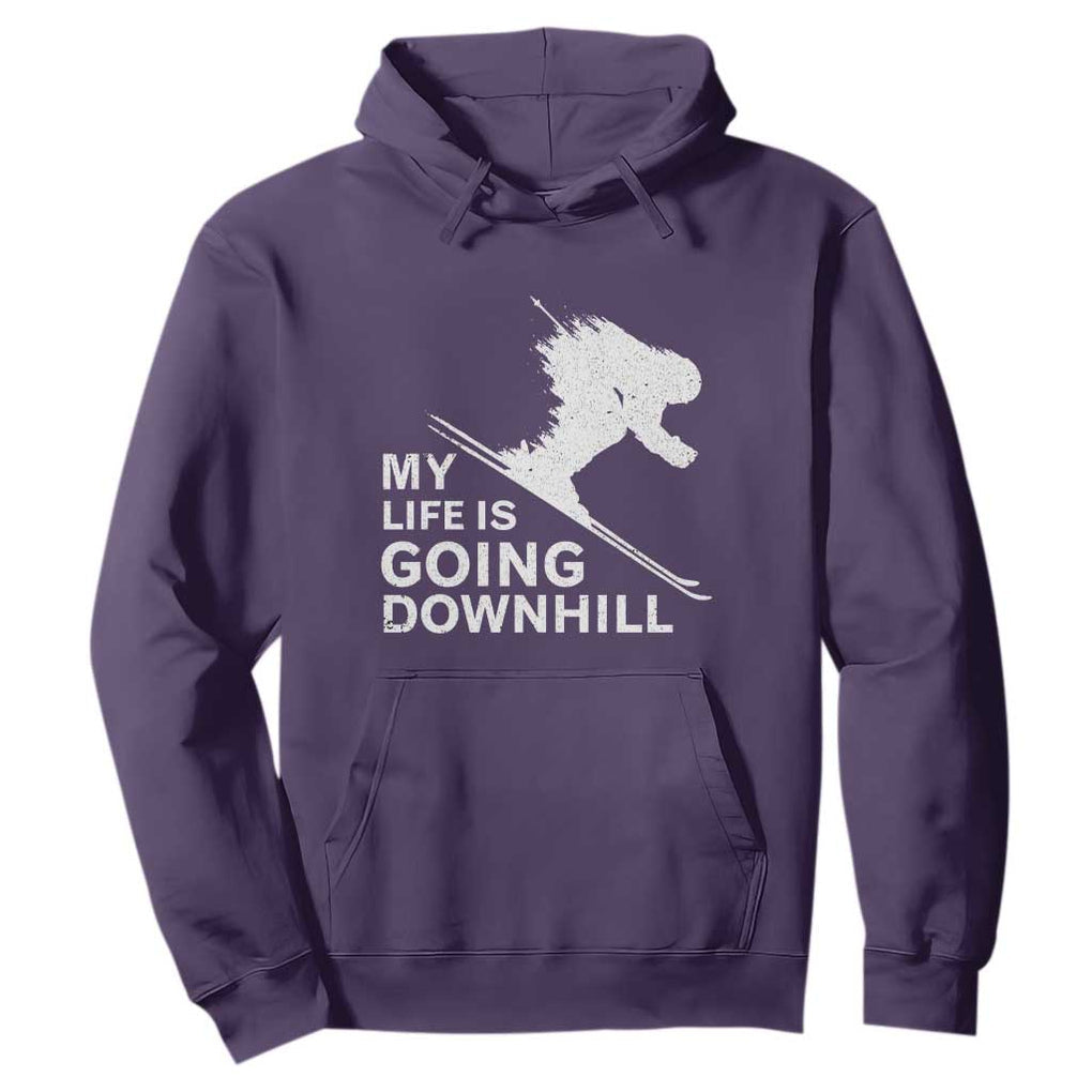 Funny Skiing Hoodie My Life Is Going Downhill Skier TS11 Purple Print Your Wear