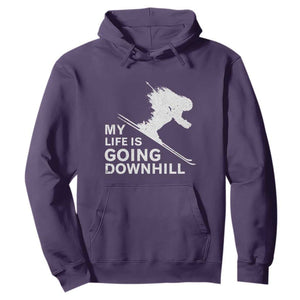 Funny Skiing Hoodie My Life Is Going Downhill Skier TS11 Purple Print Your Wear