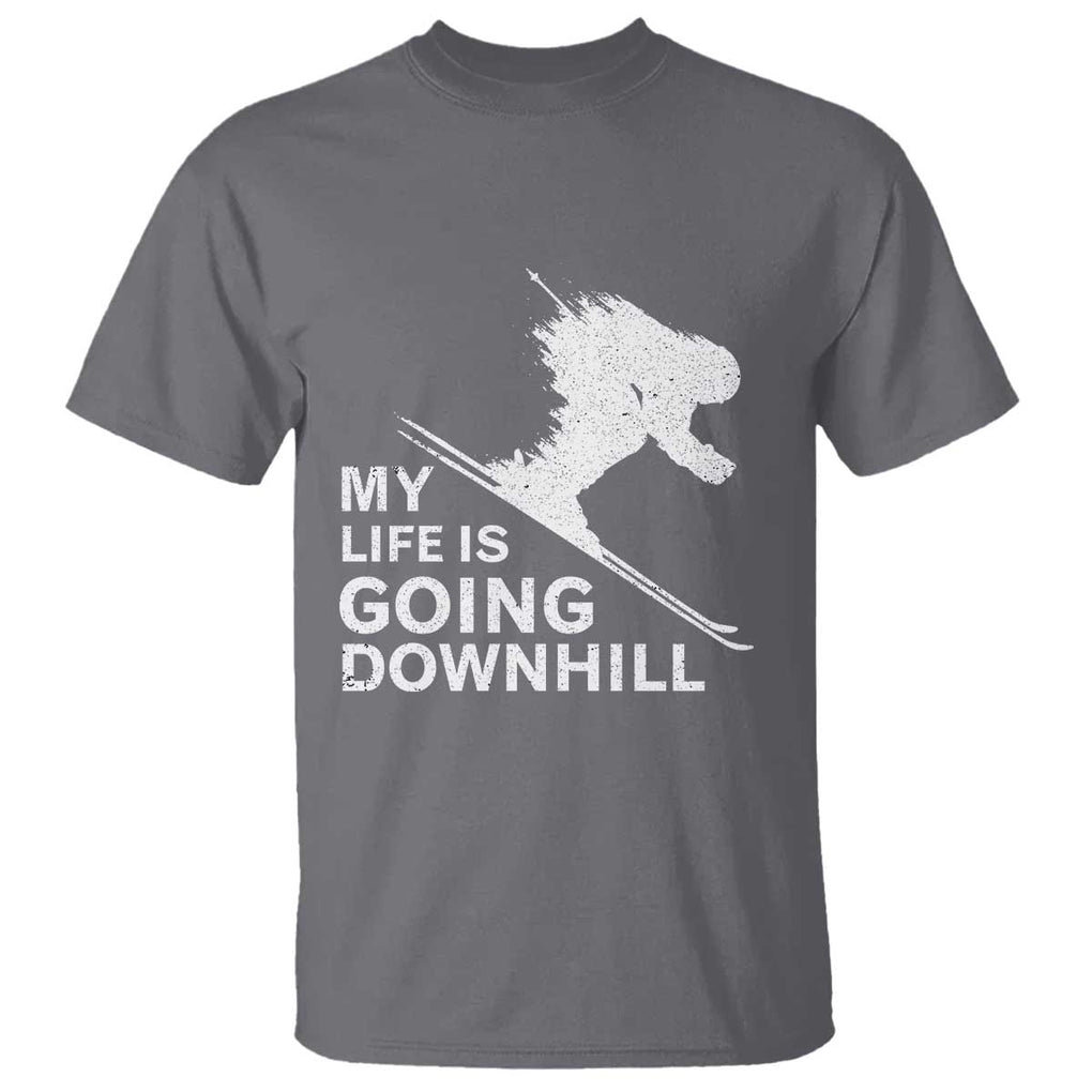 Funny Skiing T Shirt My Life Is Going Downhill Skier TS11 Charcoal Print Your Wear