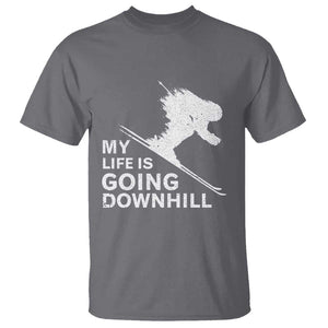 Funny Skiing T Shirt My Life Is Going Downhill Skier TS11 Charcoal Print Your Wear