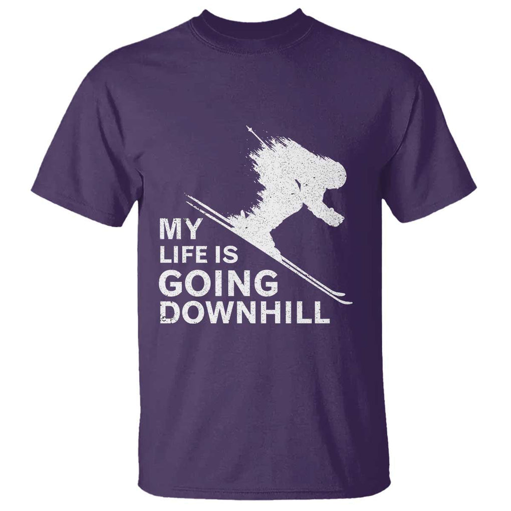 Funny Skiing T Shirt My Life Is Going Downhill Skier TS11 Purple Print Your Wear