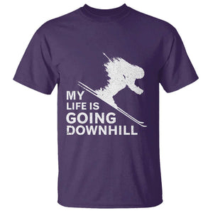 Funny Skiing T Shirt My Life Is Going Downhill Skier TS11 Purple Print Your Wear