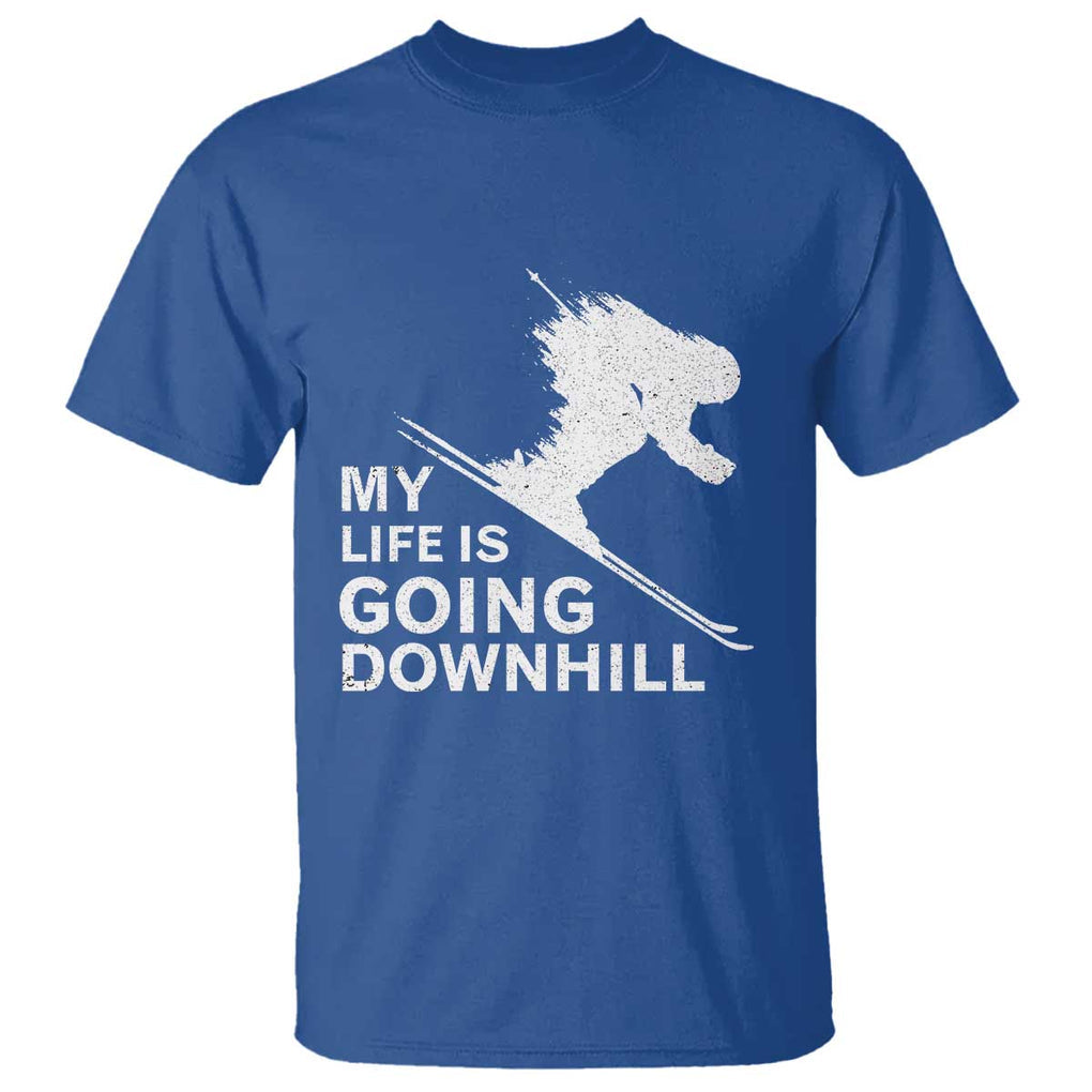 Funny Skiing T Shirt My Life Is Going Downhill Skier TS11 Royal Blue Print Your Wear