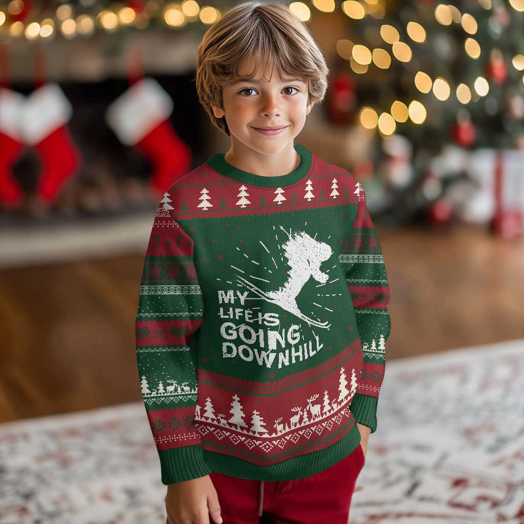 Funny Skiing Ugly Christmas Sweater My Life Is Going Downhill Skier TS11 Christmas Print Your Wear