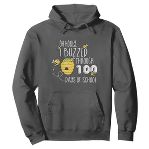 Funny 100th Day Of School Bee Hoodie Oh Honey I Buzzed Through 100 Days Of School TS11 Dark Heather Print Your Wear