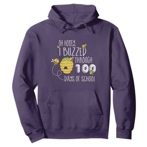 Funny 100th Day Of School Bee Hoodie Oh Honey I Buzzed Through 100 Days Of School TS11 Purple Print Your Wear