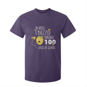 Funny 100th Day Of School Bee T Shirt For Kid Oh Honey I Buzzed Through 100 Days Of School TS11 Purple Print Your Wear