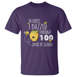 Funny 100th Day Of School Bee T Shirt Oh Honey I Buzzed Through 100 Days Of School TS11 Purple Print Your Wear