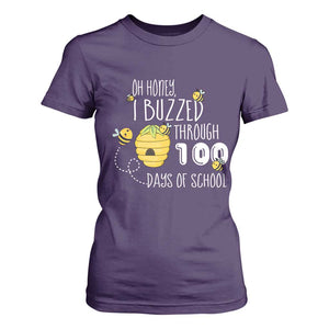 Funny 100th Day Of School Bee T Shirt For Women Oh Honey I Buzzed Through 100 Days Of School TS11 Purple Print Your Wear