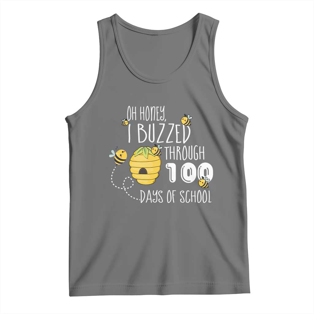 Funny 100th Day Of School Bee Tank Top Oh Honey I Buzzed Through 100 Days Of School TS11 Black Heather Print Your Wear