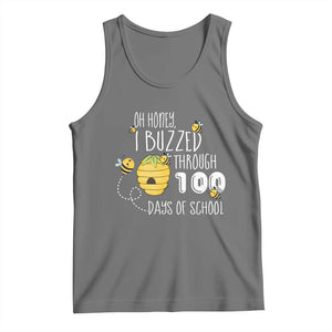 Funny 100th Day Of School Bee Tank Top Oh Honey I Buzzed Through 100 Days Of School TS11 Black Heather Print Your Wear