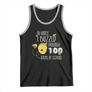 Funny 100th Day Of School Bee Tank Top Oh Honey I Buzzed Through 100 Days Of School TS11 Black Athletic Heather Print Your Wear